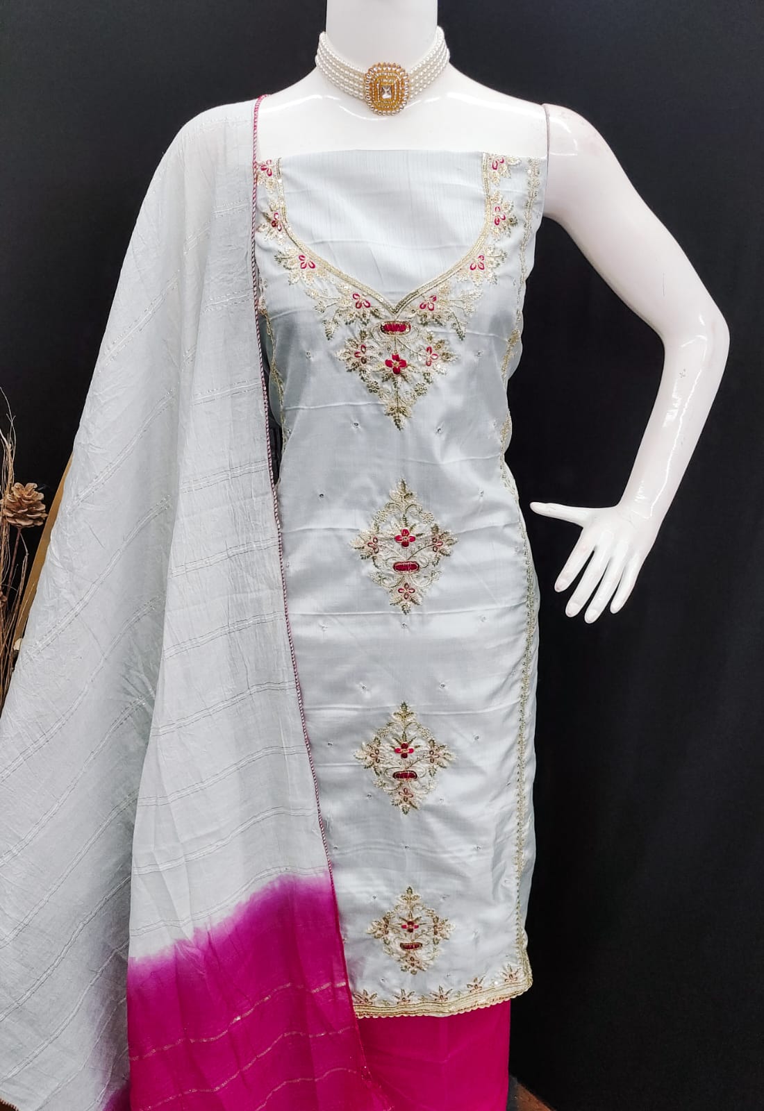 Premium Coco  Silk Kurti Set with Jari Dupatta