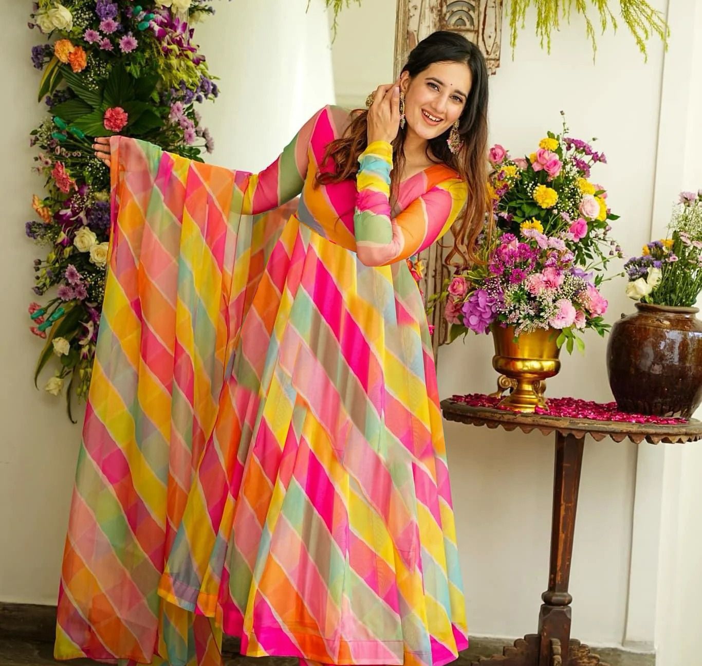 Beautiful Multicolour Gown Dupatta