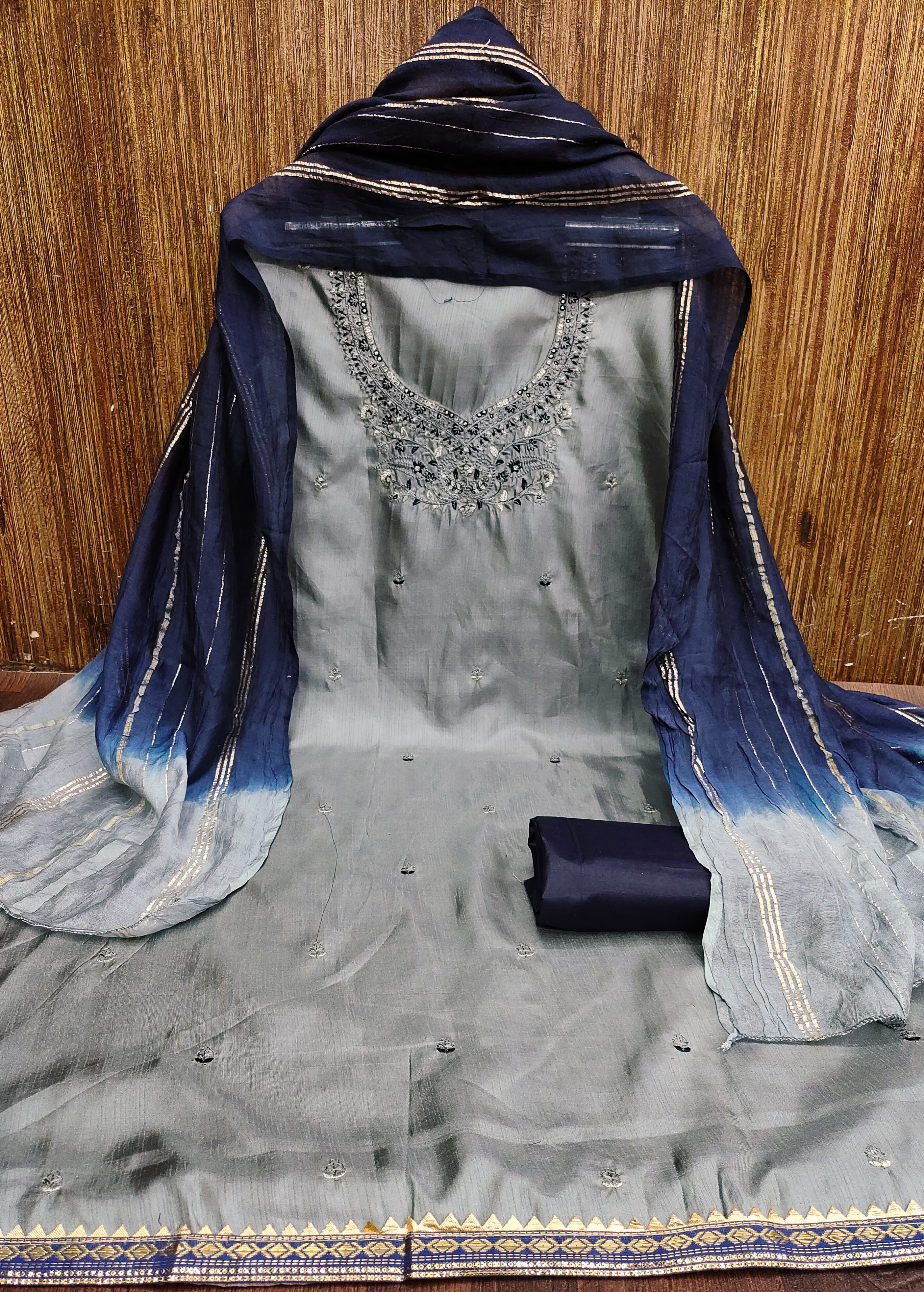 Beautiful Coco Silks Kurti Set with Jari Jacquard Saboori Print Dupatta