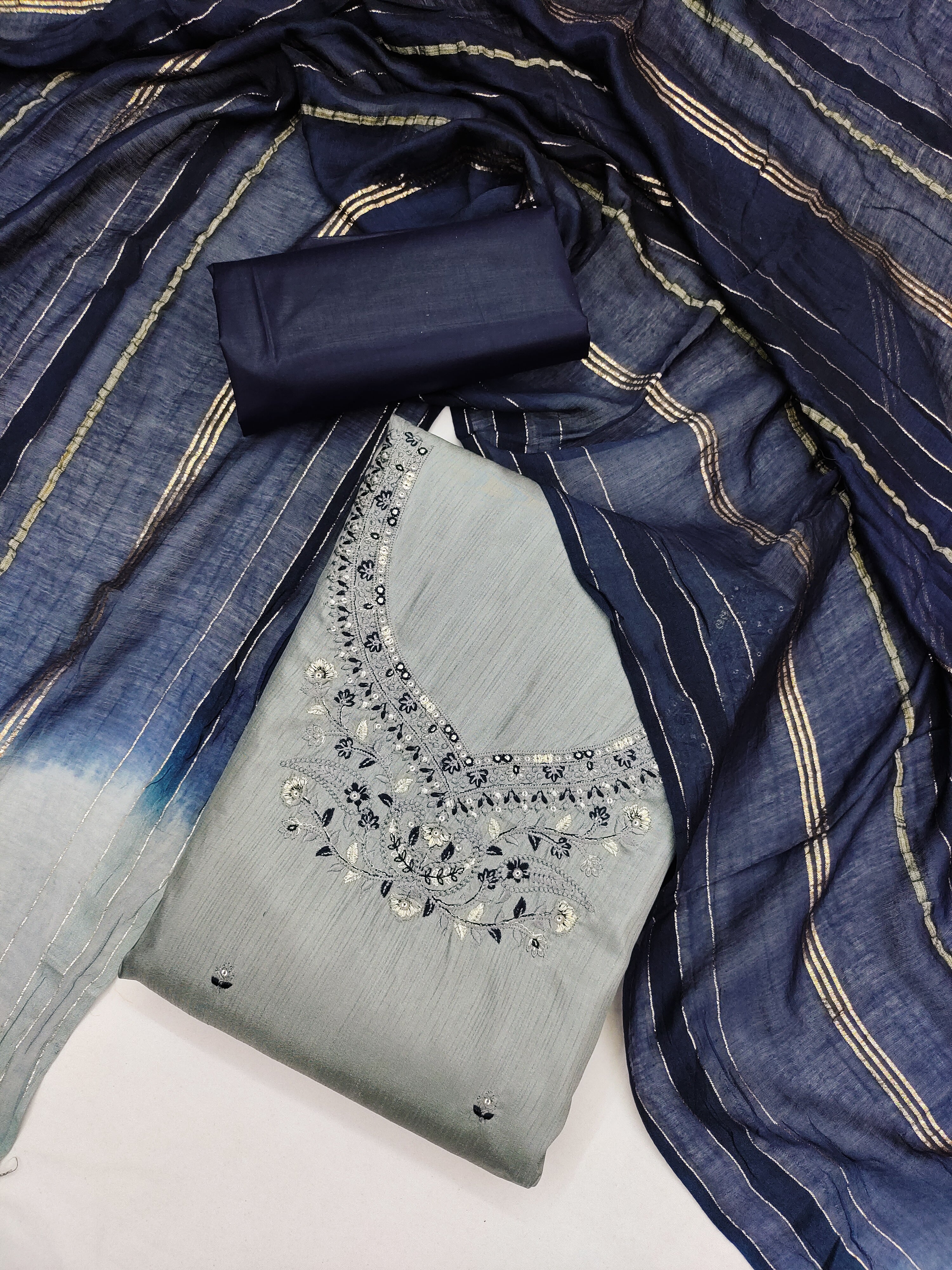 Beautiful Coco Silks Kurti Set with Jari Jacquard Saboori Print Dupatta