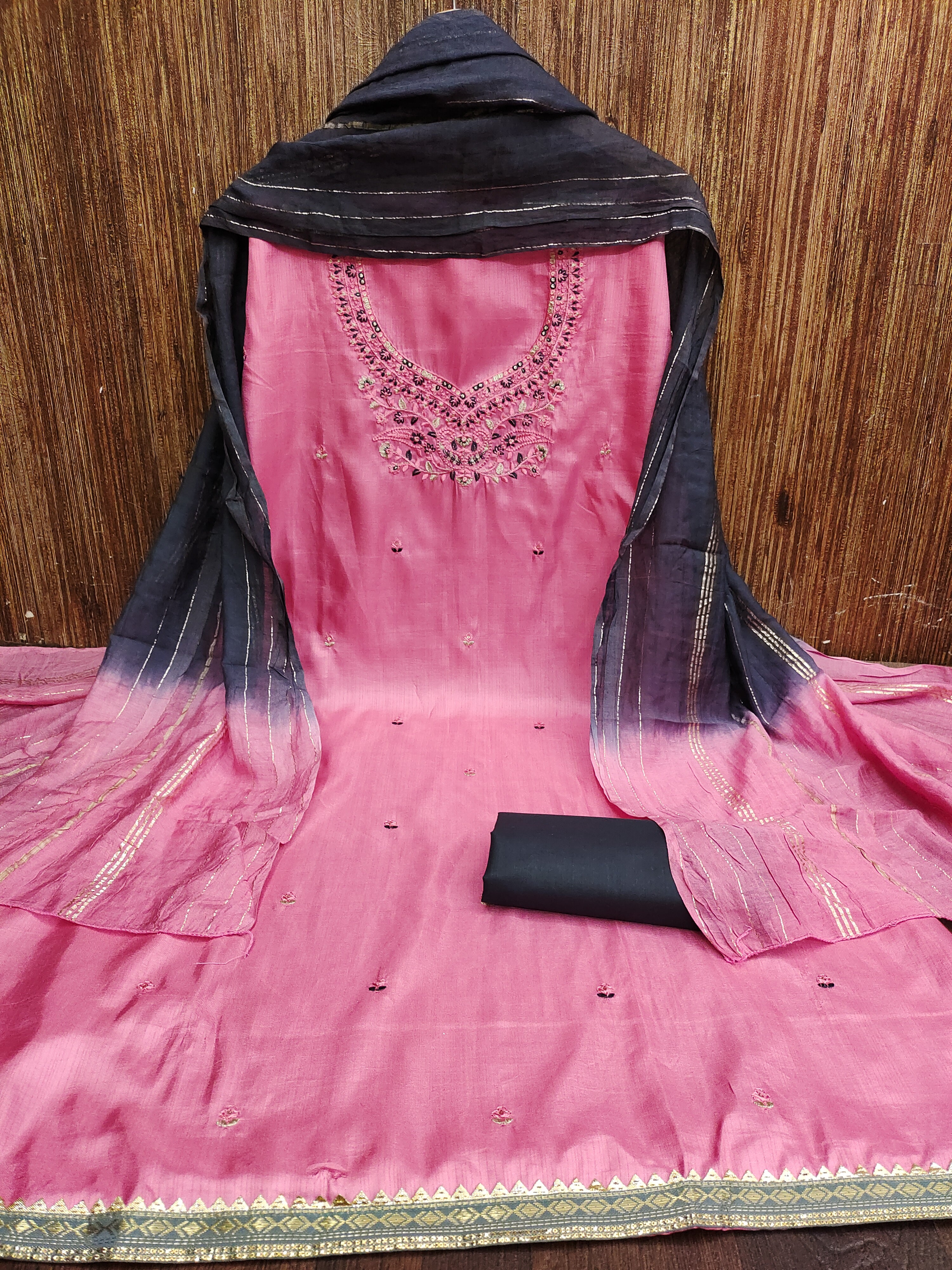 Beautiful Coco Silks Kurti Set with Jari Jacquard Saboori Print Dupatta (Copy)