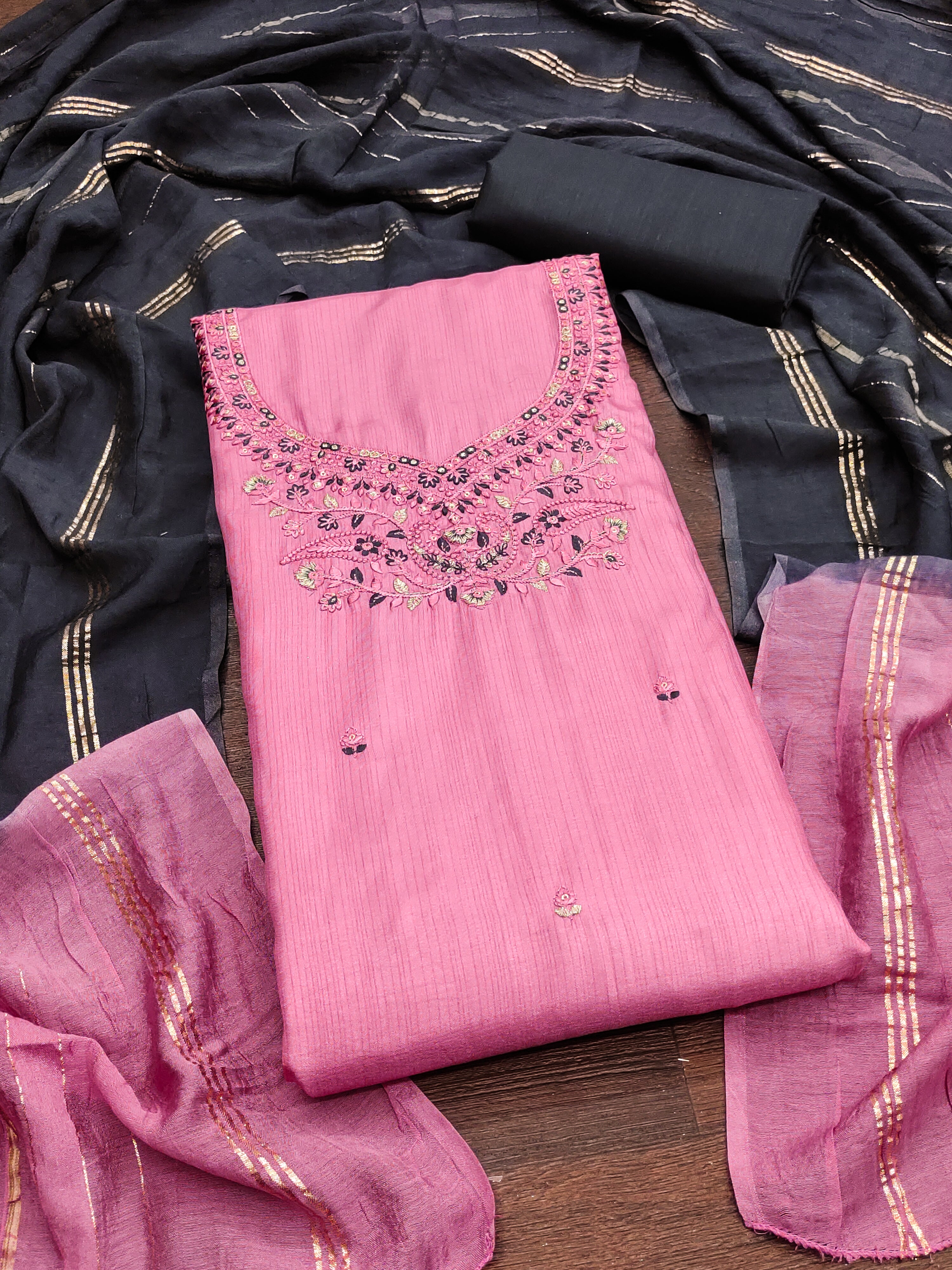 Beautiful Coco Silks Kurti Set with Jari Jacquard Saboori Print Dupatta (Copy)