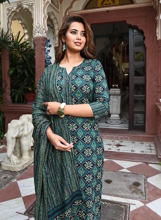 Graceful Cotton Kurta & Bottom with Designer Chanderi Dupatta