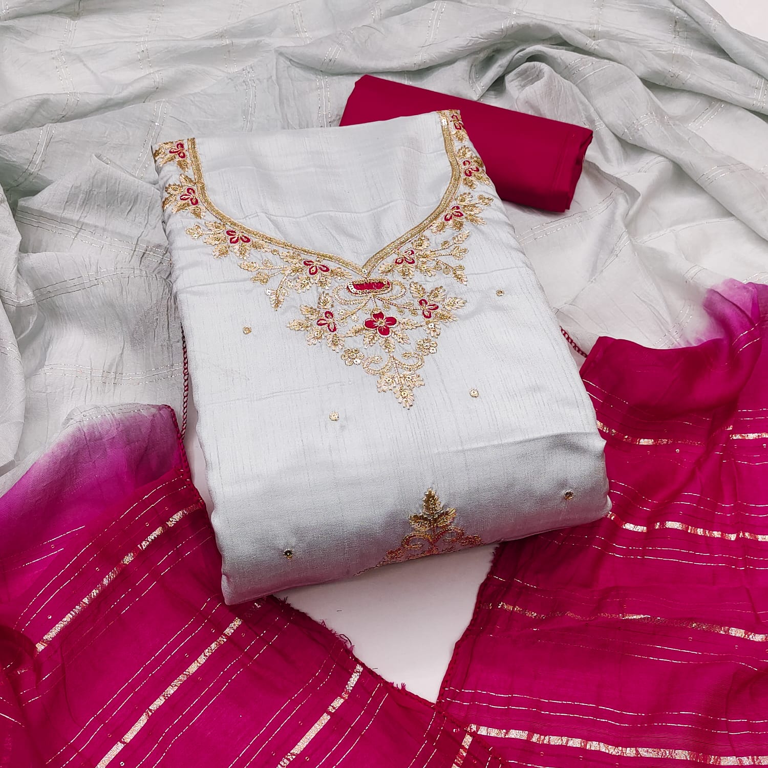 Premium Coco  Silk Kurti Set with Jari Dupatta