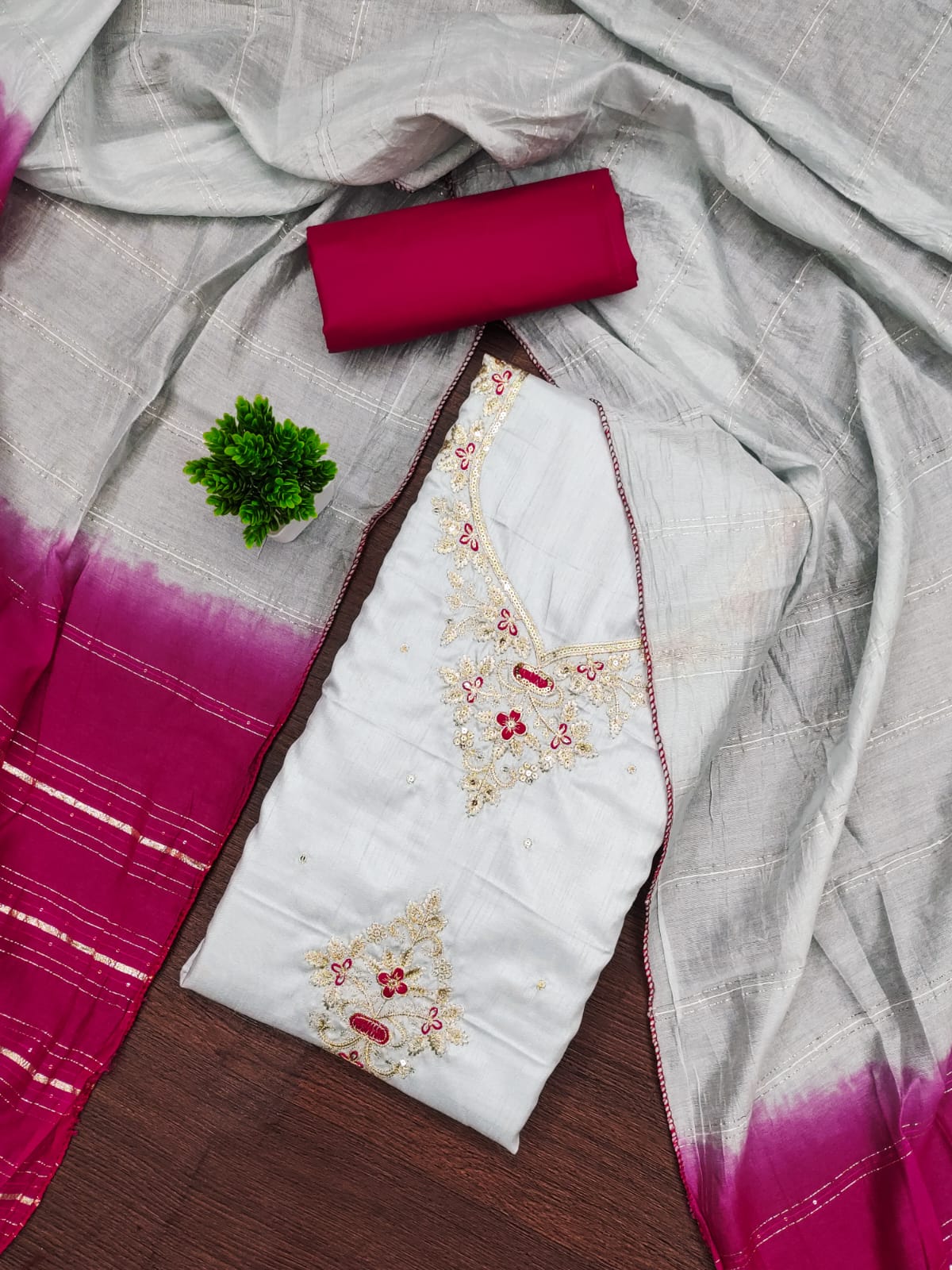 Premium Coco  Silk Kurti Set with Jari Dupatta