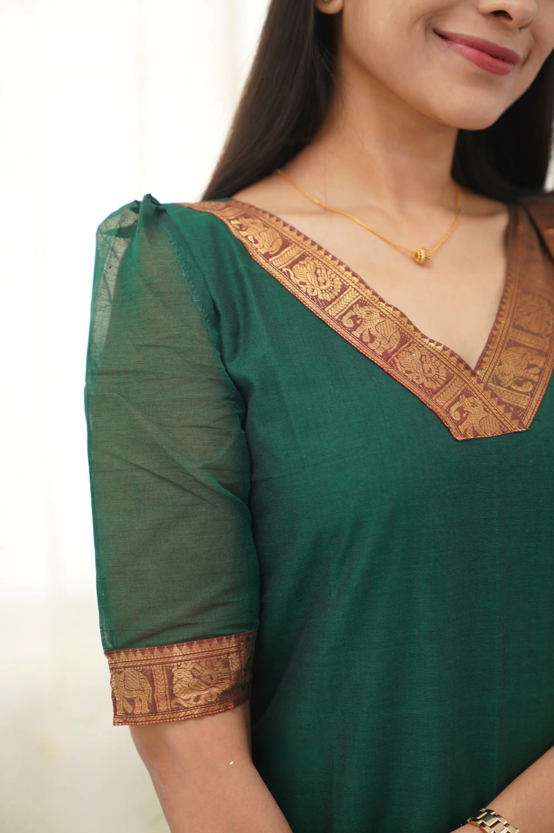 Cotton Kurti and Dupatta Set with Intricate Weaving Work.