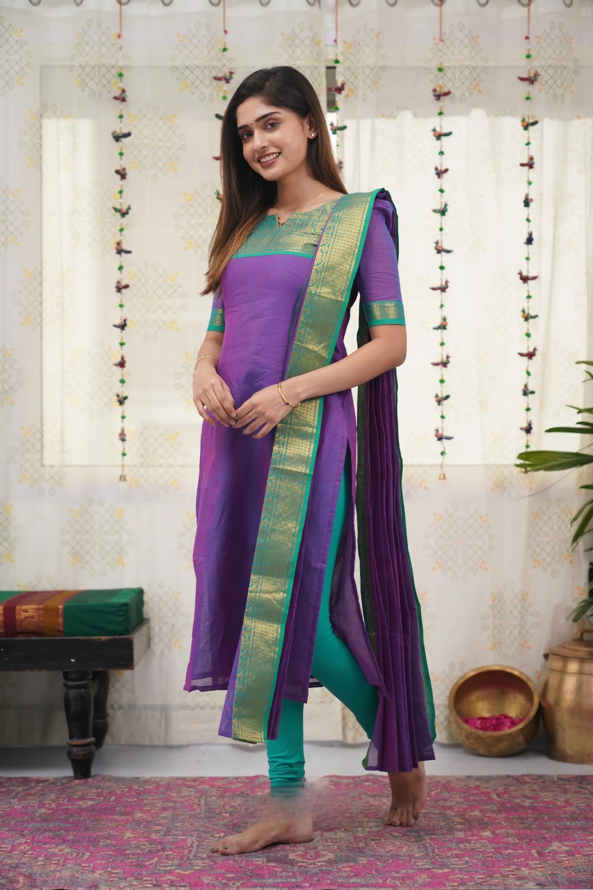 Chic Chanderi Cotton Kurta and Dupatta Set