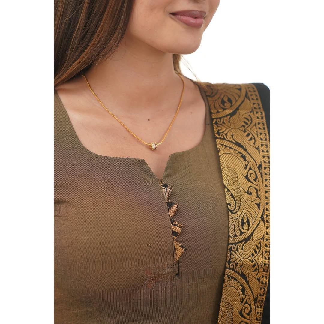 Chanderi Cotton Kurti and Dupatta Set with Intricate Weaving Work