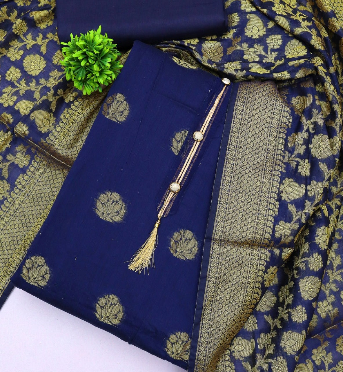 Beautiful Coco Silks Kurti Set with Cotton Jari Sequin Dupatta