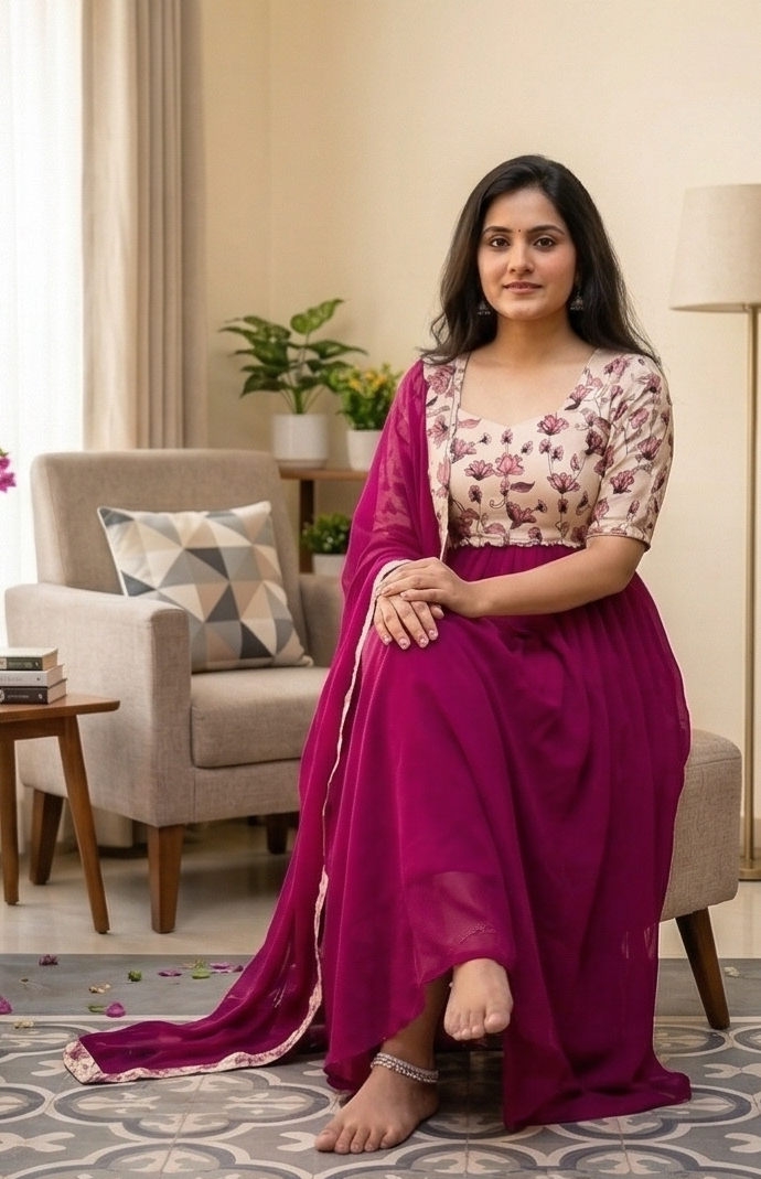 Graceful Party Wear Printed Georgette Gown with Dupatta