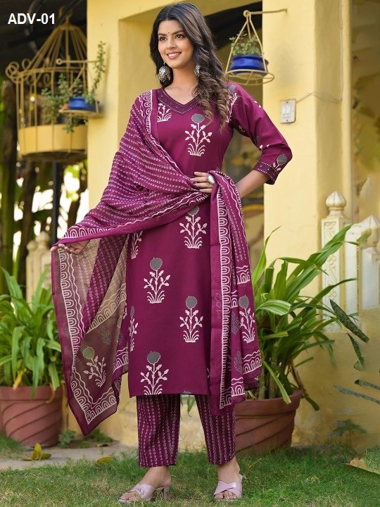 Soft & Stylish Cotton Kurti, Trouser & Dupatta Set!