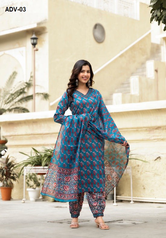 Ready to shine with Printed Kurti & Trouser with Dupatta!