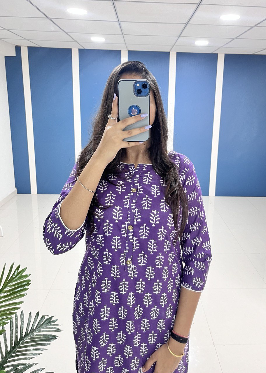 Simple & Beautiful Cotton Kurti with Pant!