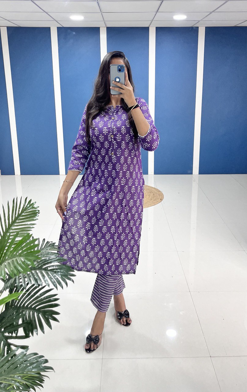 Simple & Beautiful Cotton Kurti with Pant!