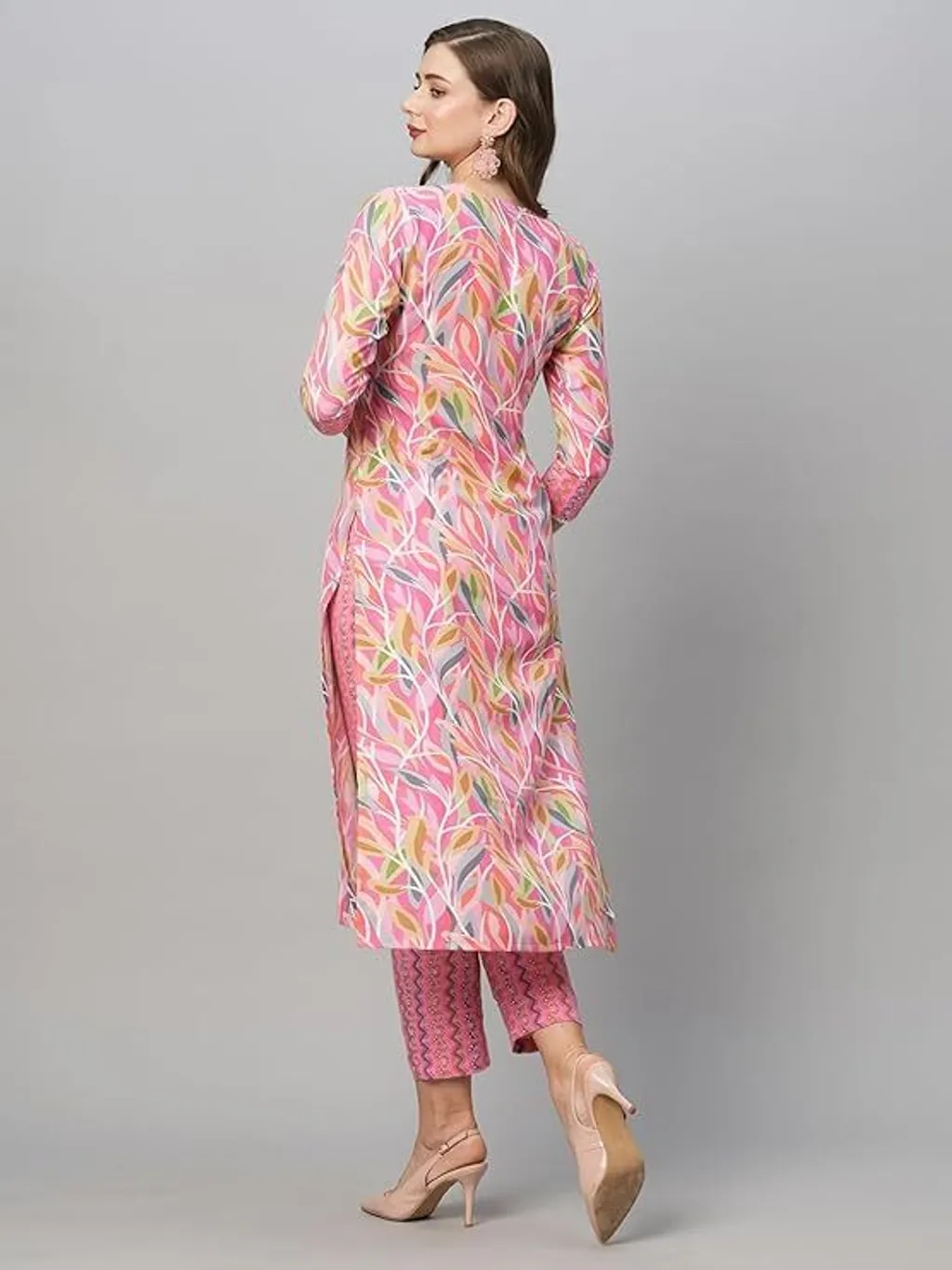 Trendy Printed Cotton Kurti with Matching Pants