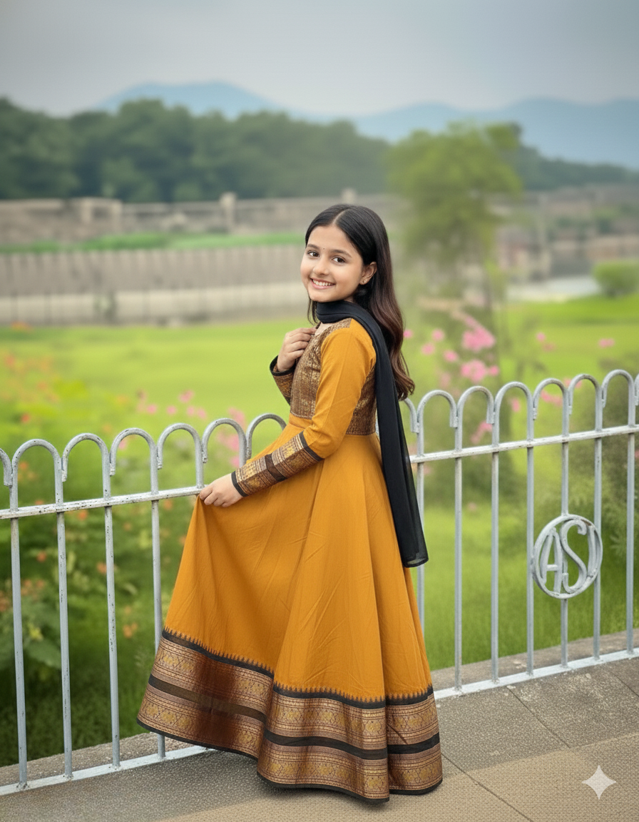 Kids Traditional Vichitra Silk Gown