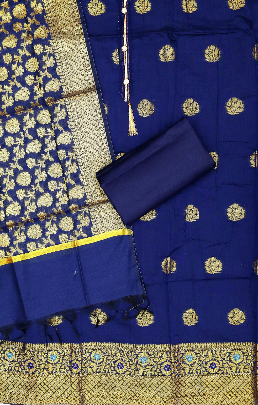 Beautiful Coco Silks Kurti Set with Cotton Jari Sequin Dupatta