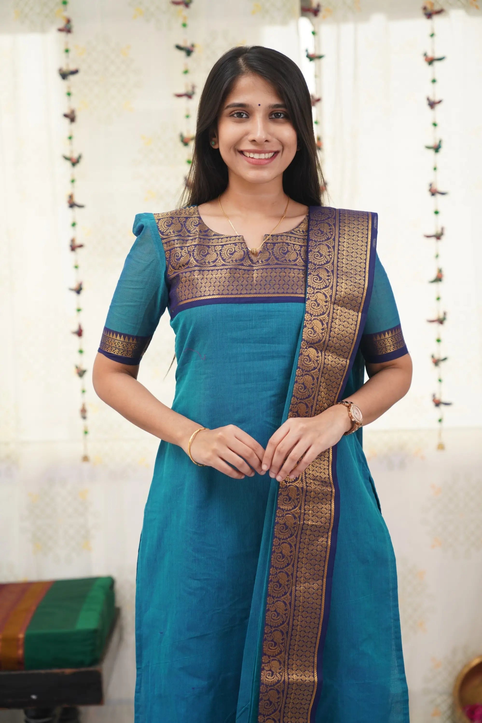 Women's Chanderi  Cotton Kurta Dupatta Set