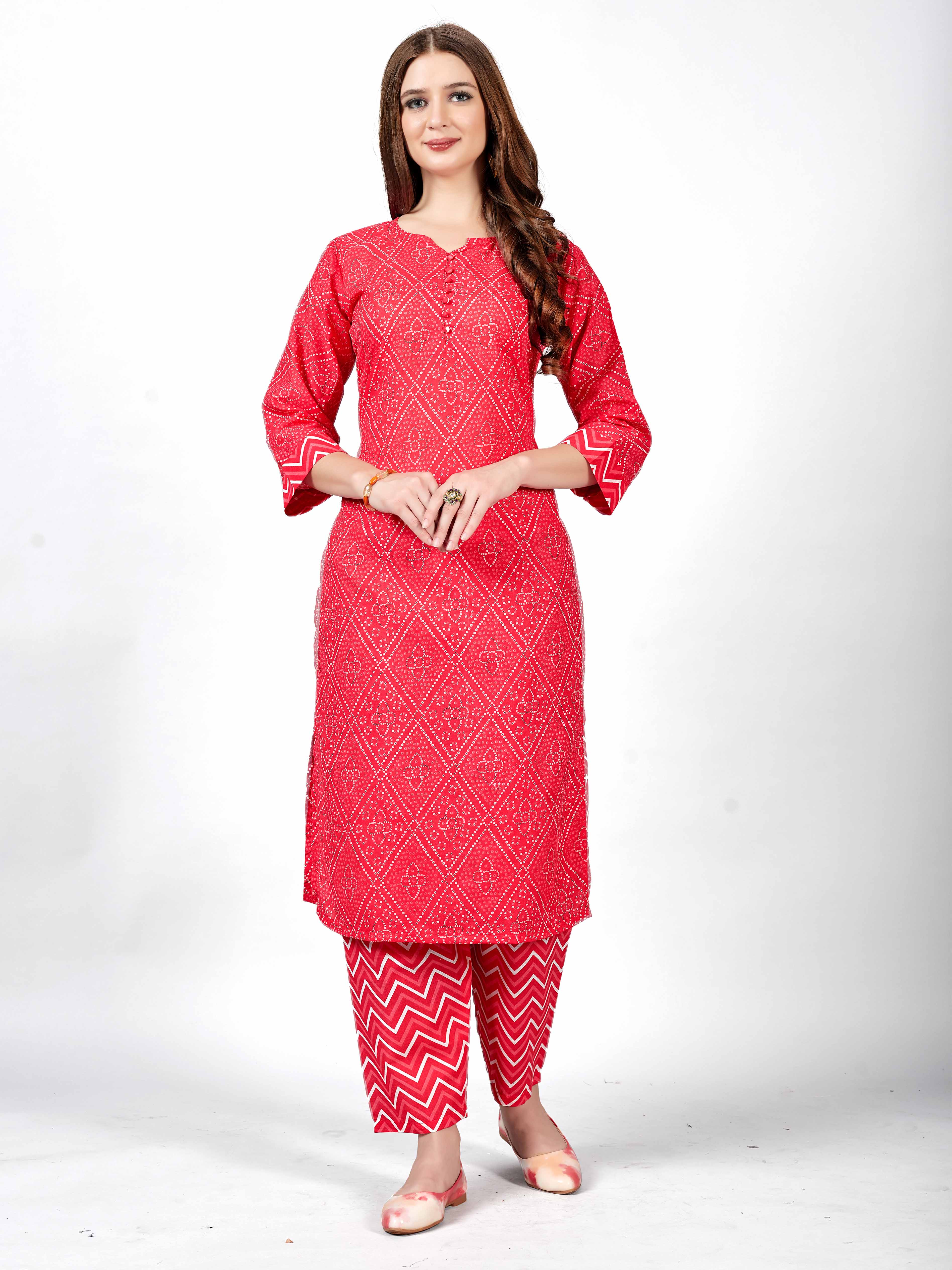 Perfect Pairing Two-Piece Cotton Kurti with Pant!