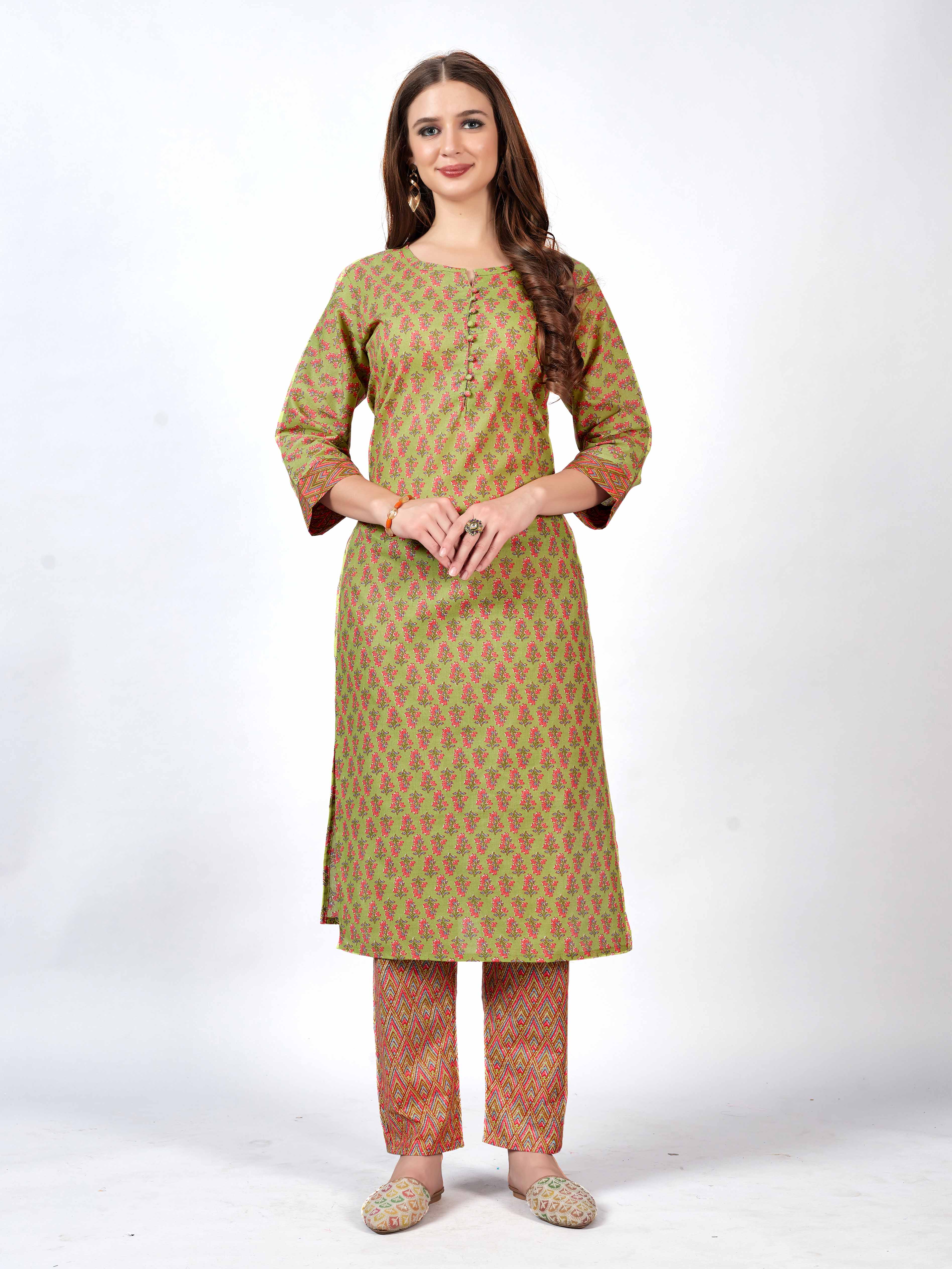 Finesse Cotton kurti with Pant set for style and comfort!