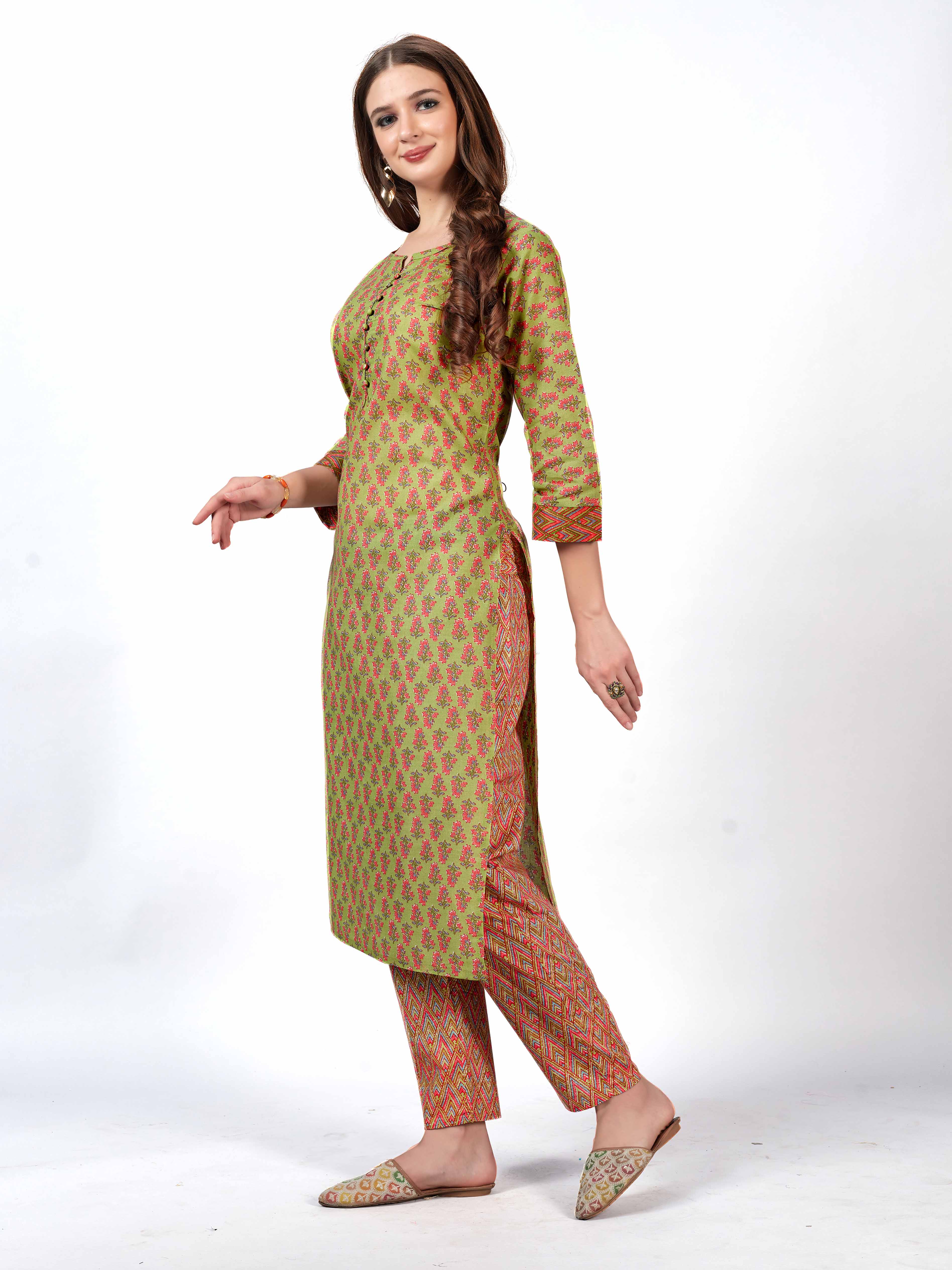 Finesse Cotton kurti with Pant set for style and comfort!