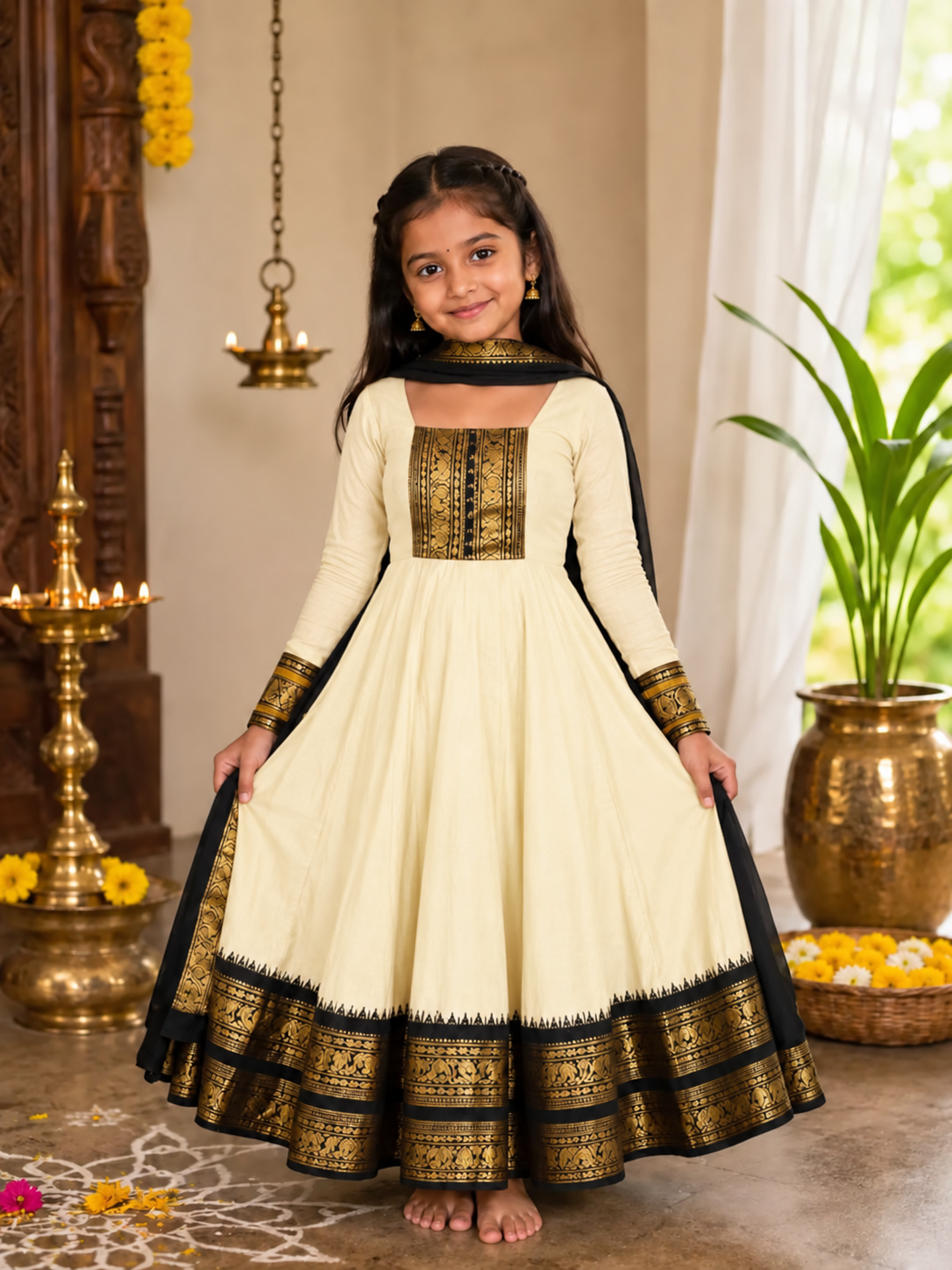 Festive Cotton Blend Anarkali Set