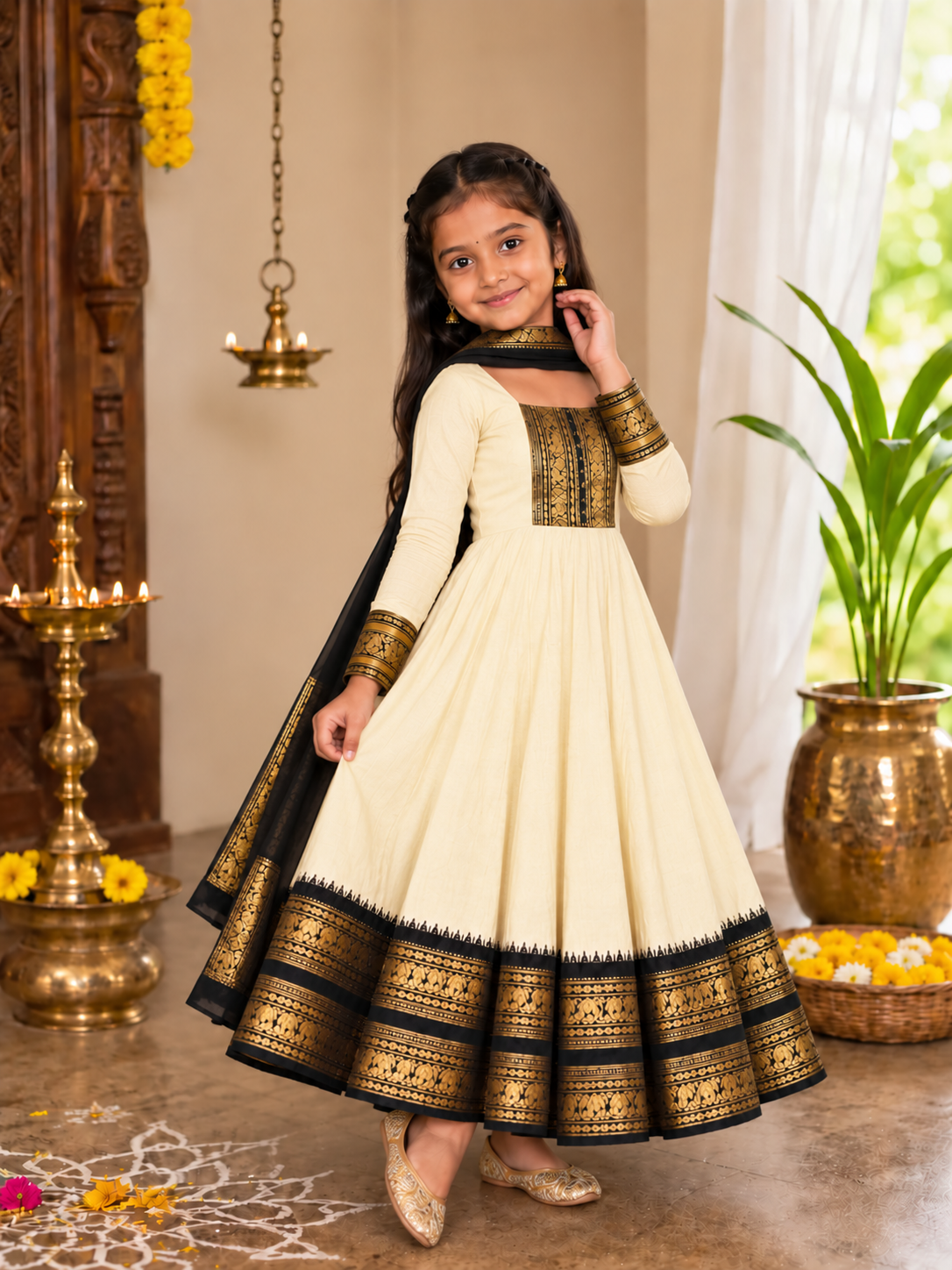 Festive Cotton Blend Anarkali Set