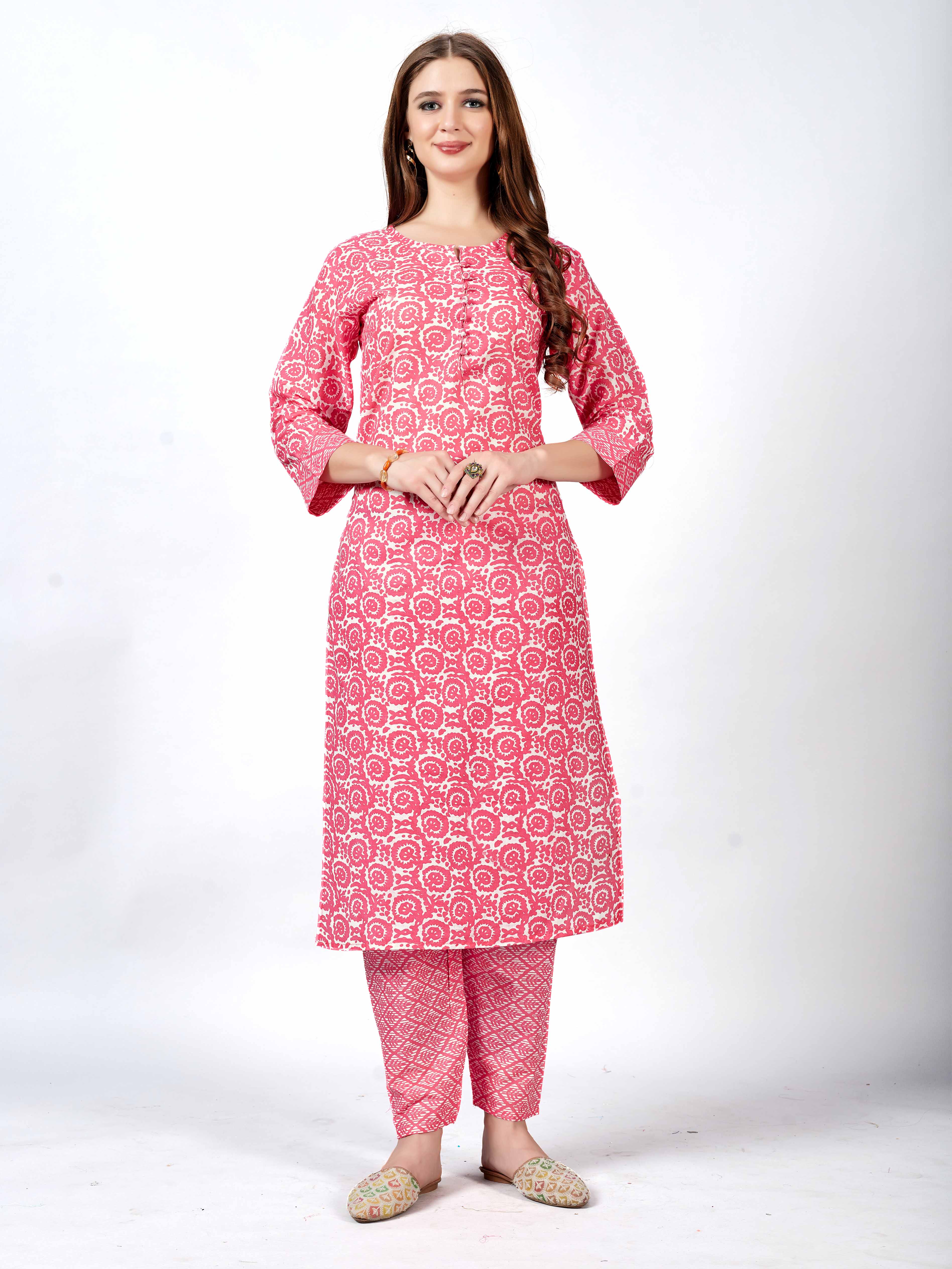 Glamorous Cotton kurti with Pant set for style and comfort!