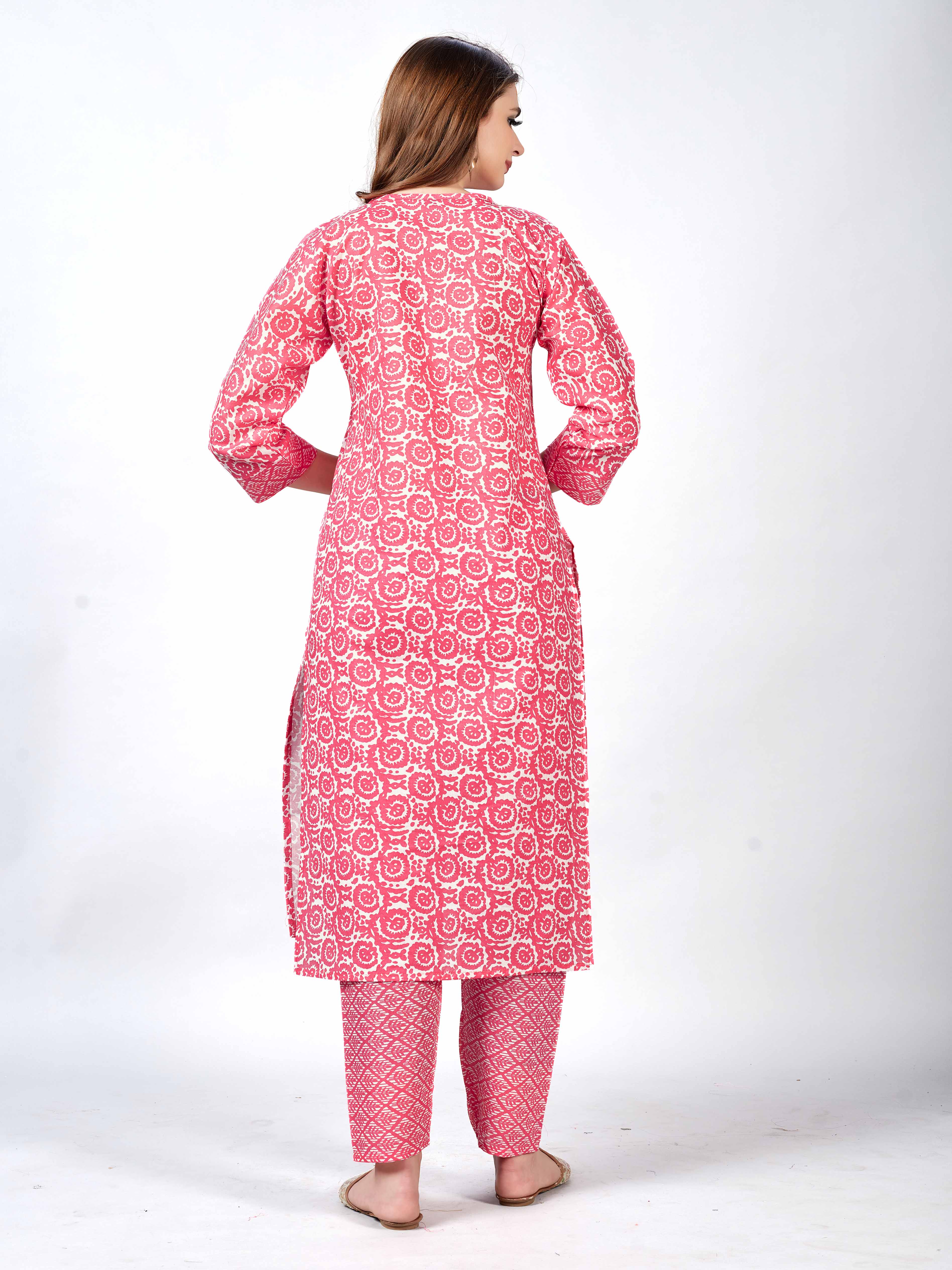 Glamorous Cotton kurti with Pant set for style and comfort!