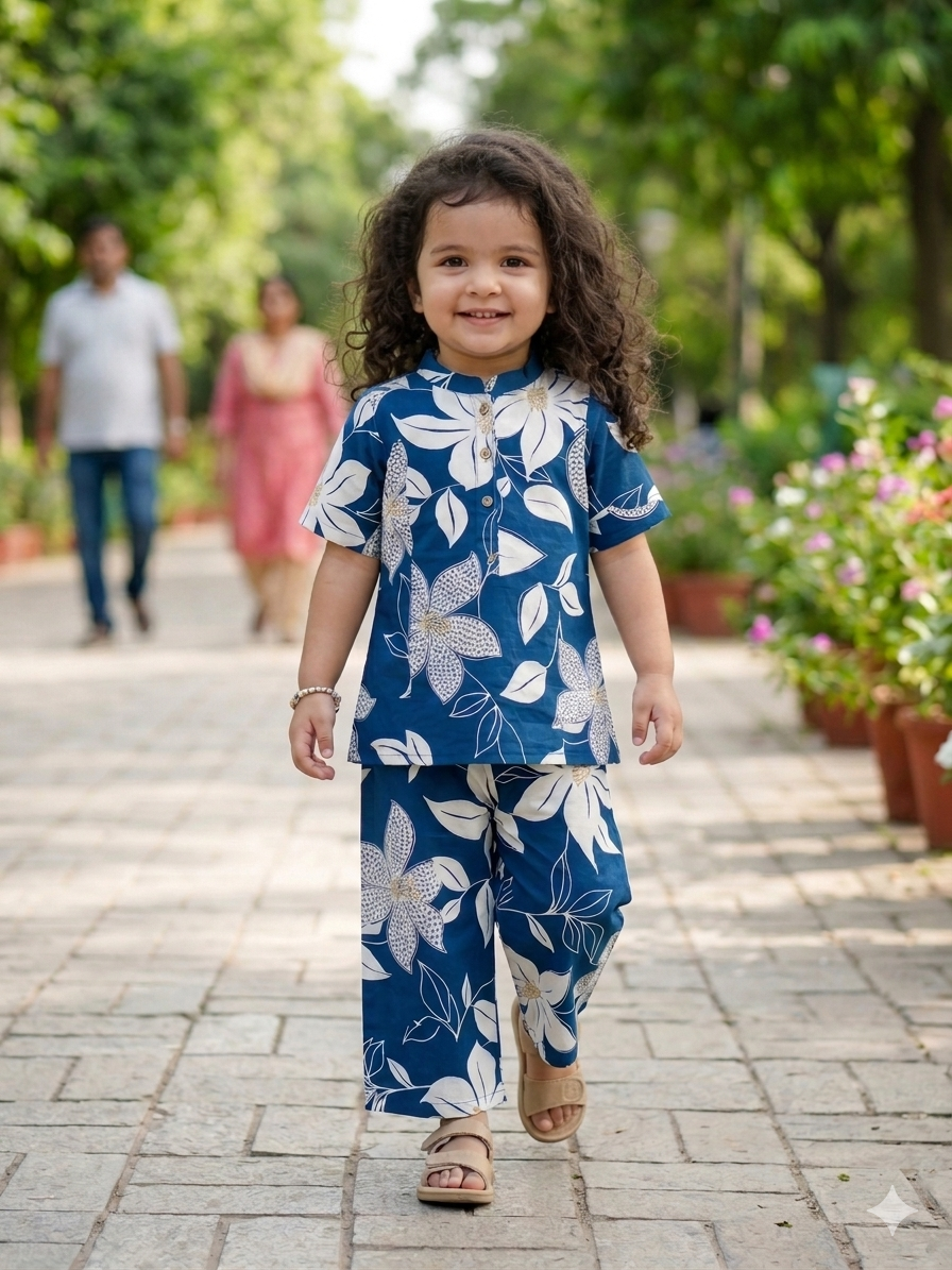 Elegant Kids Floral Co-ord Kurta Set