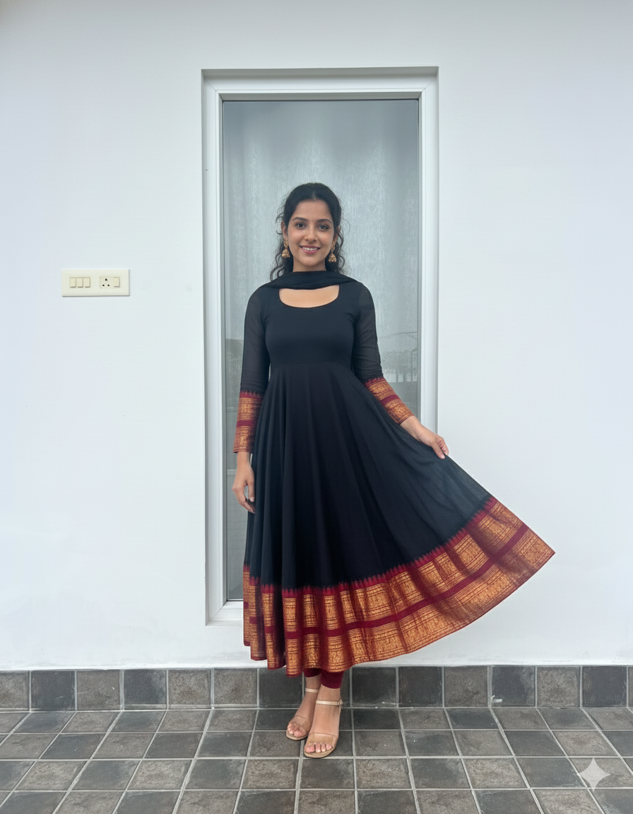 Traditional Flared Anarkali Kurti for Special Occasions