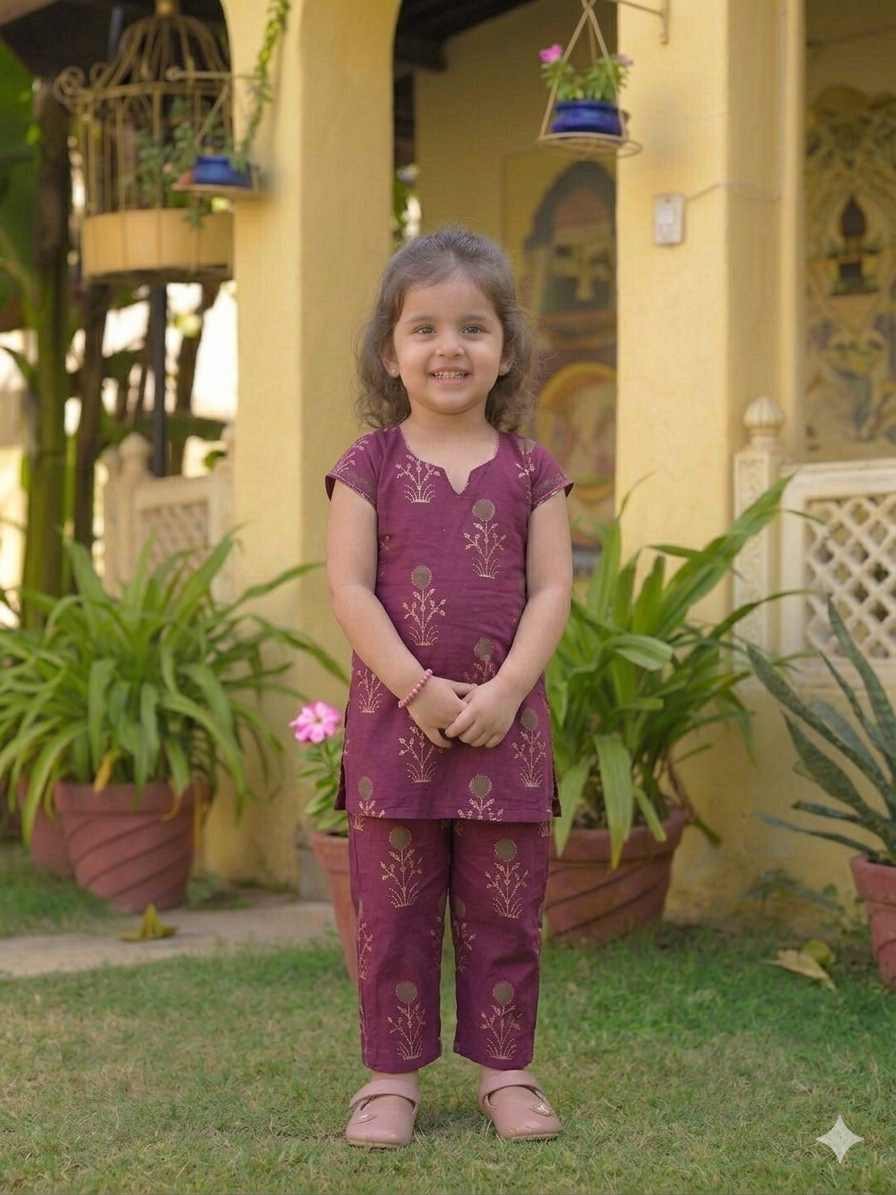 Graceful Wine Kids Co-Ord Set