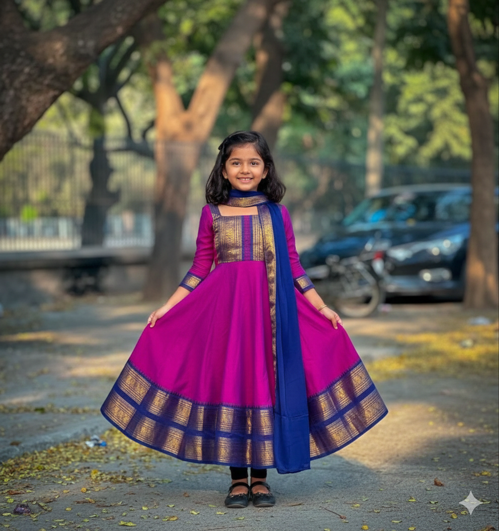 Kids Traditional Vichitra Silk Gown
