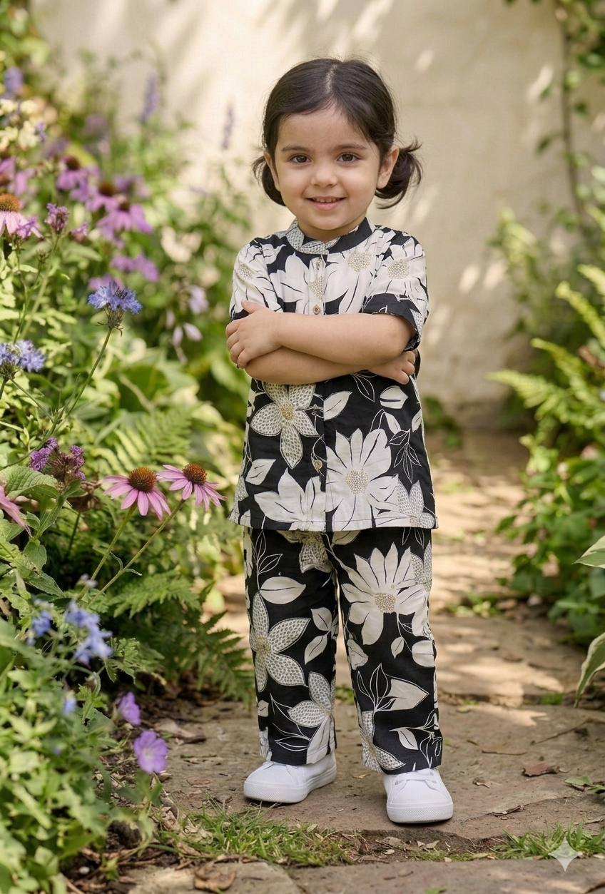 Trendy Floral Print Casual Wear Set for Girls