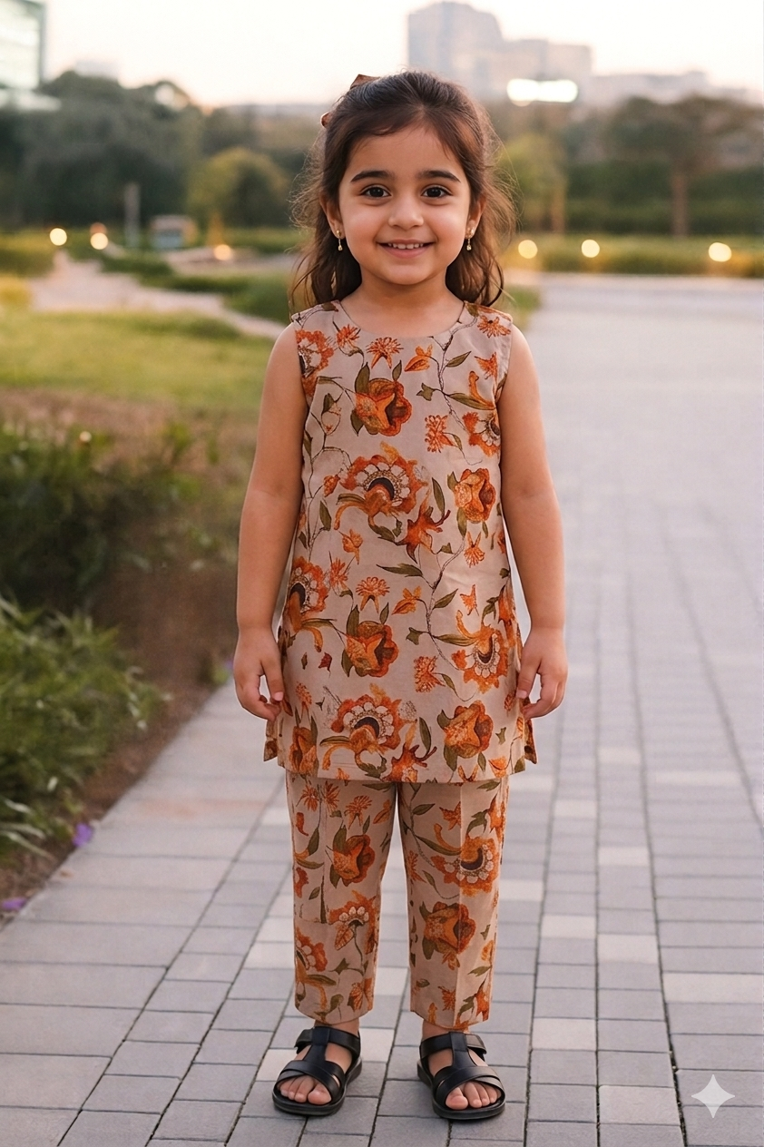Brown Bloom Rayon Co-Ord Set