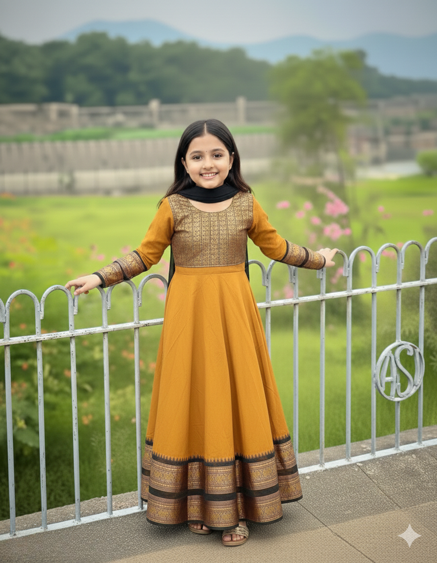 Kids Traditional Vichitra Silk Gown