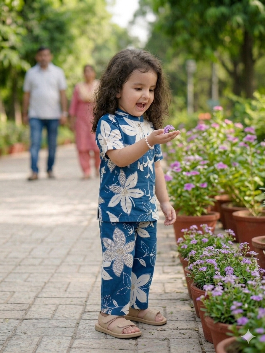 Elegant Kids Floral Co-ord Kurta Set