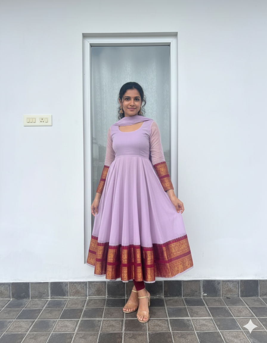 Graceful Anarkali Kurta with Ethnic Border Detail