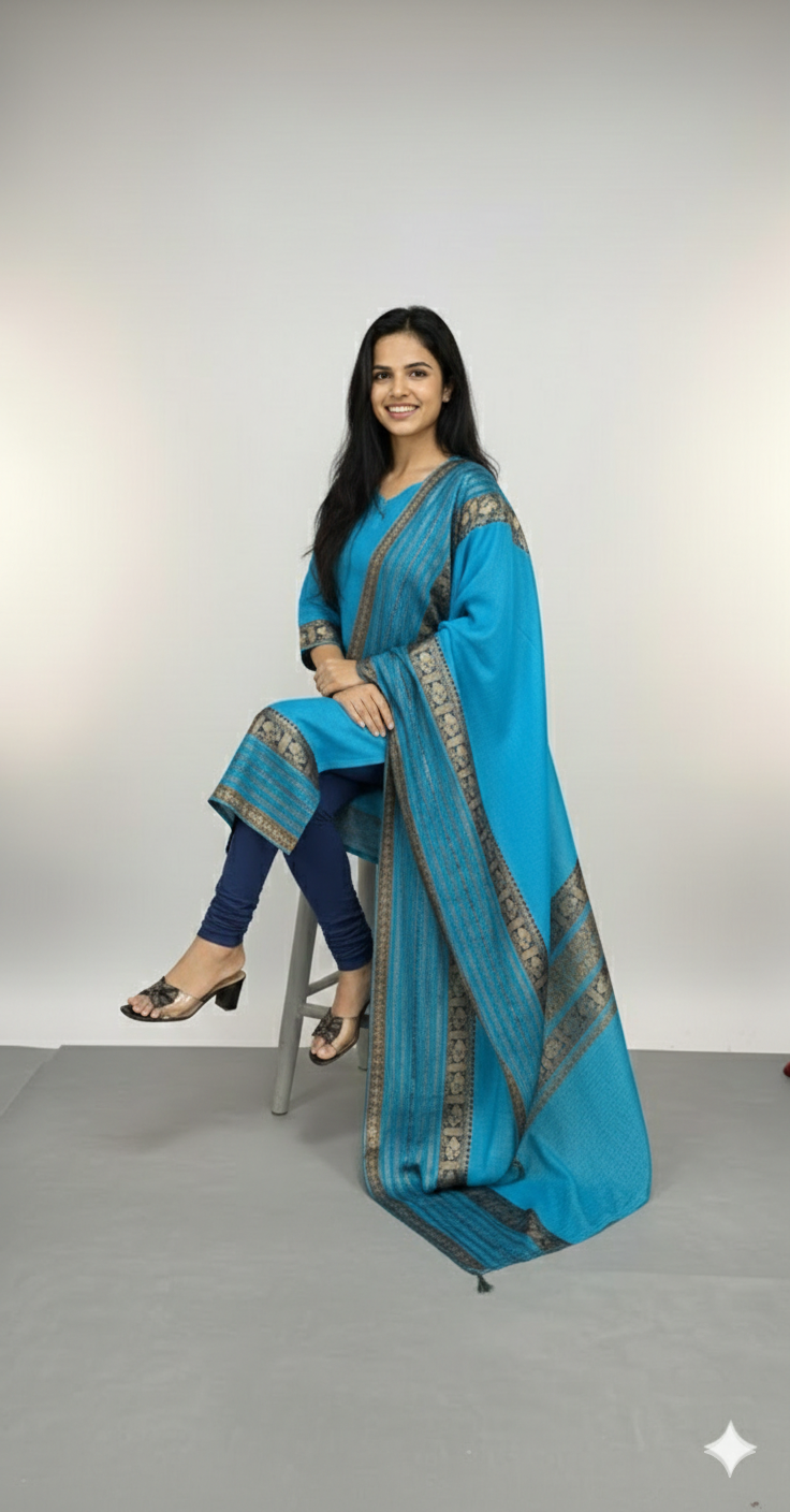 Morpich Chanderi Straight Kurta with Jacquard Border