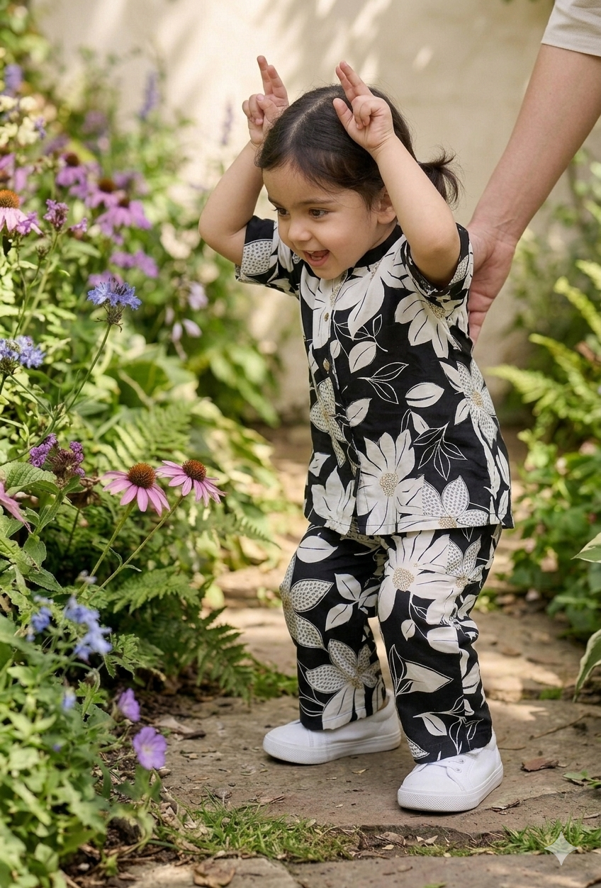 Trendy Floral Print Casual Wear Set for Girls