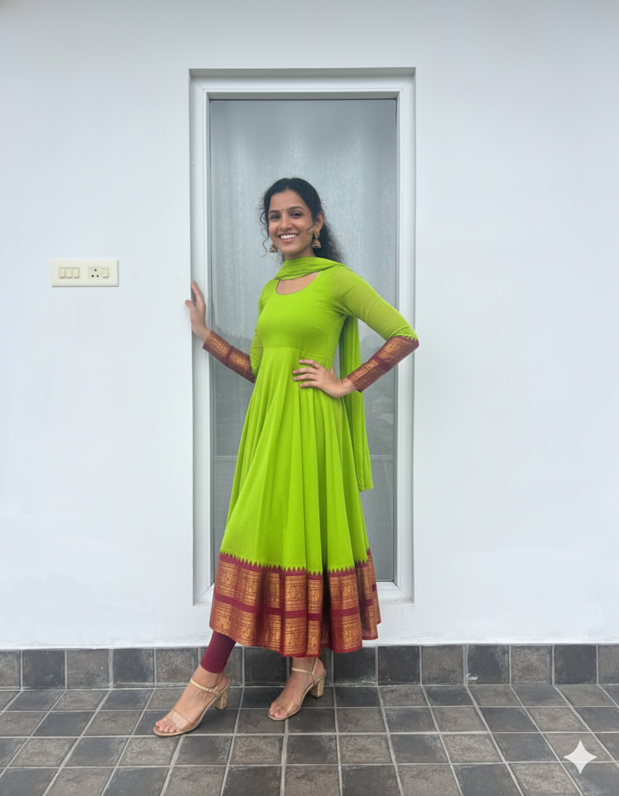 Graceful Anarkali Kurta with Ethnic Border Detail