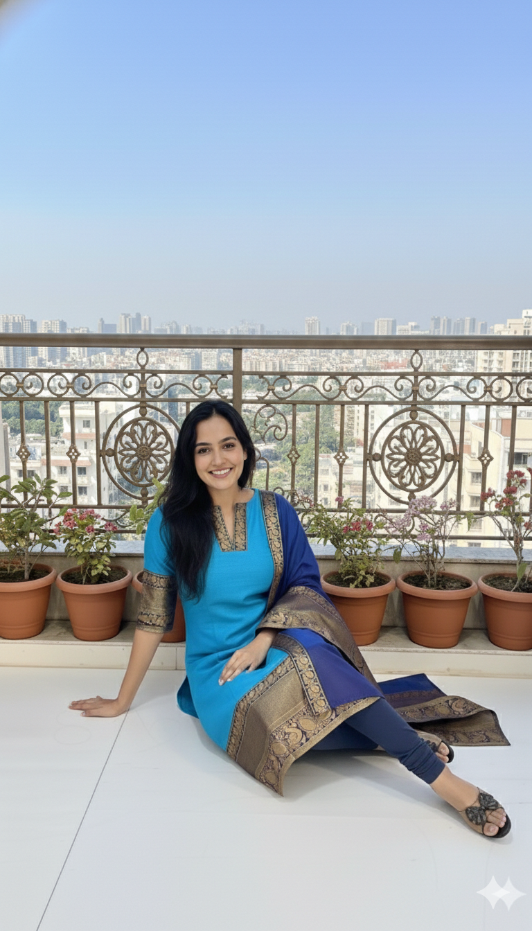 Elegant Chanderi Cotton Straight Kurta with Contrast Dupatta