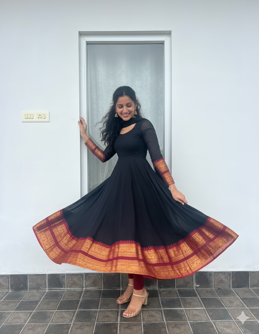 Traditional Flared Anarkali Kurti for Special Occasions