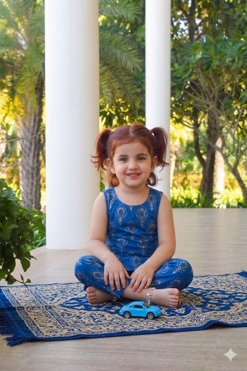Blue Leaf Printed Kurta Set
