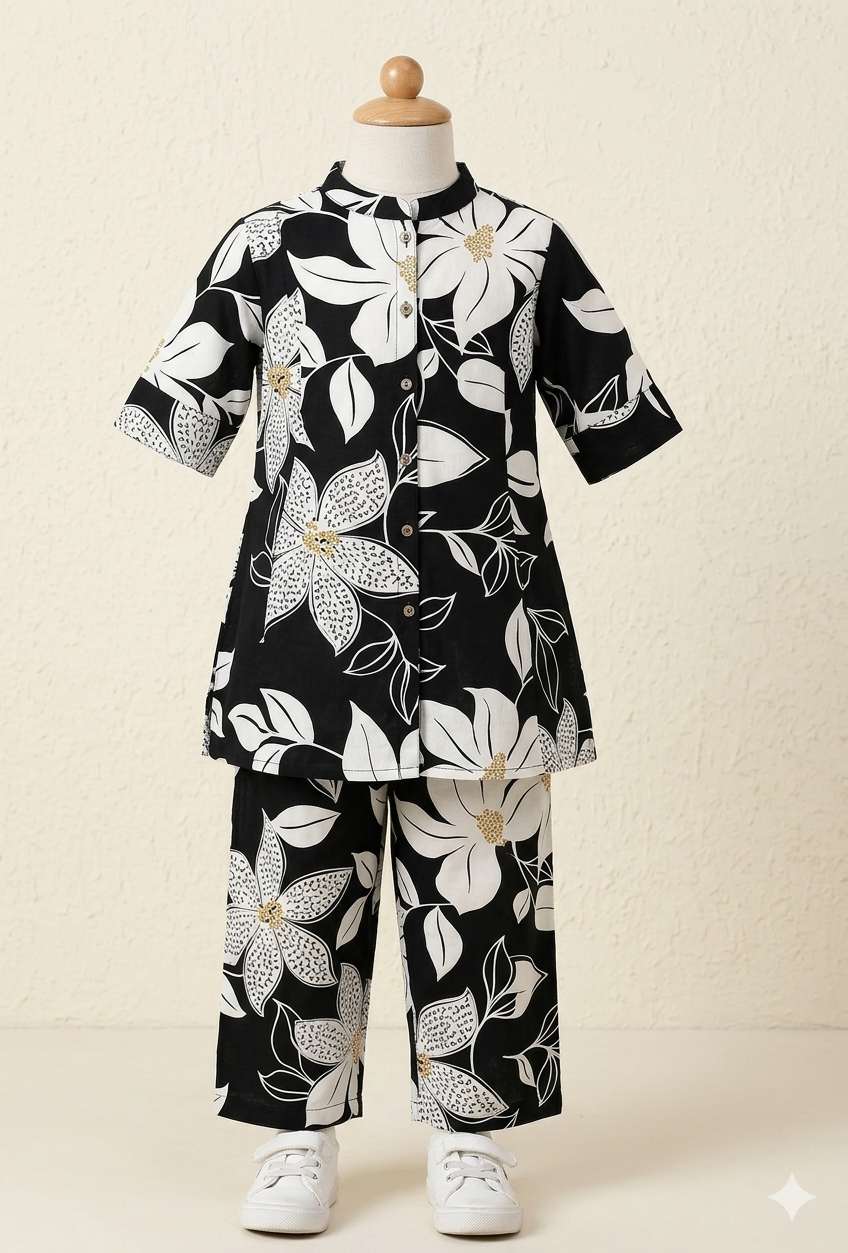Trendy Floral Print Casual Wear Set for Girls