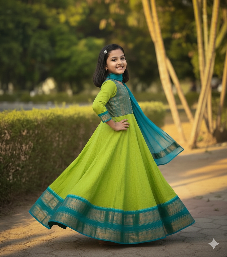 Kids Traditional Vichitra Silk Gown