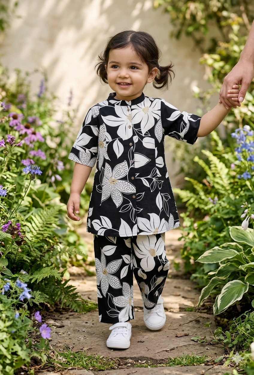 Trendy Floral Print Casual Wear Set for Girls