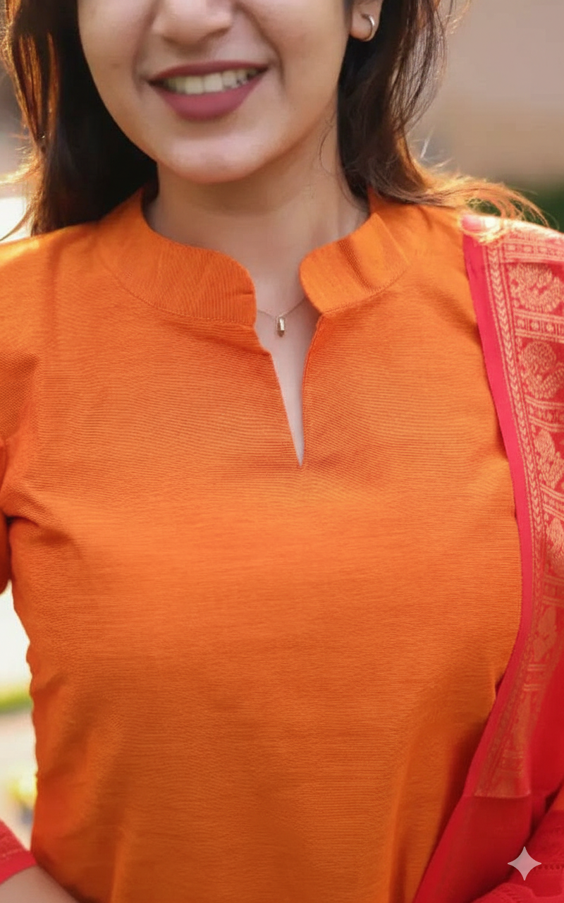 Elegant Chanderi Cotton Kurta Set with Jacquard Border Dupatta