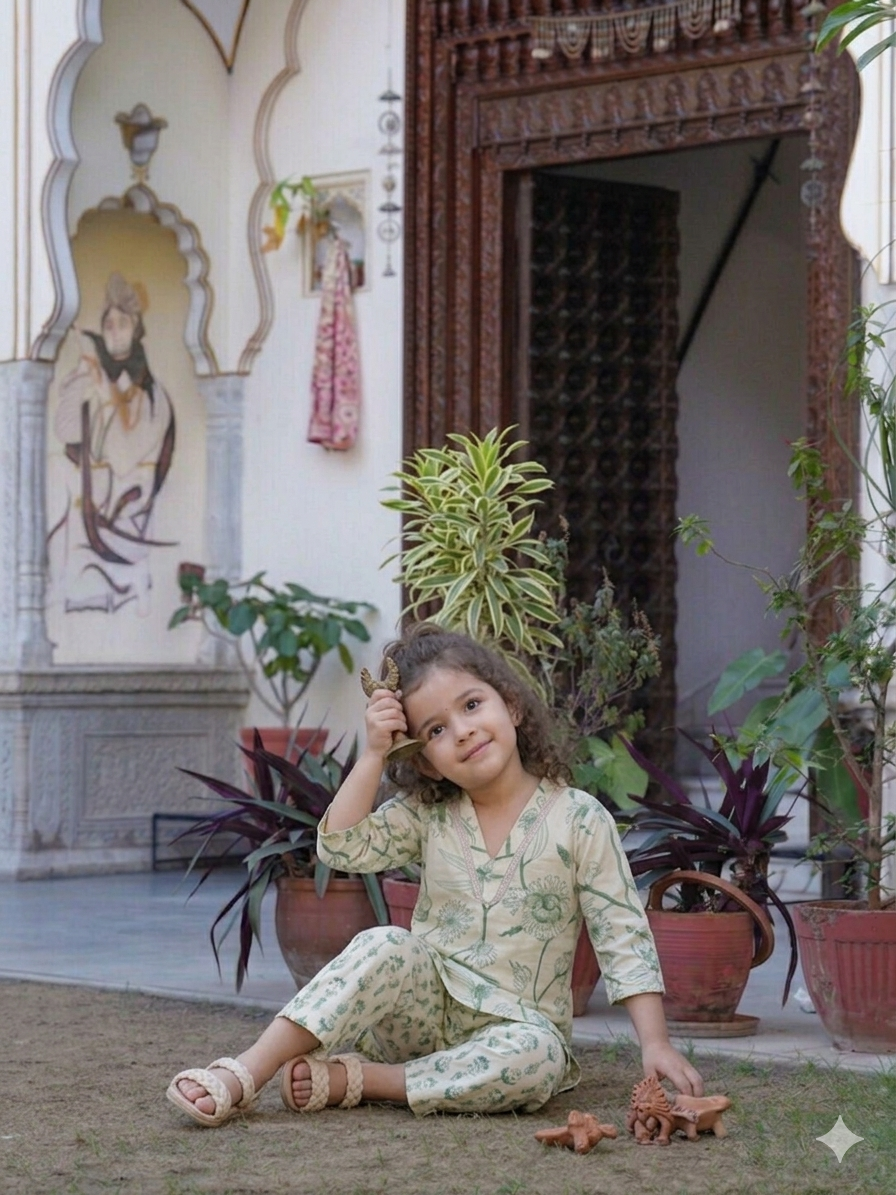 Little Nature Printed Kurta Set