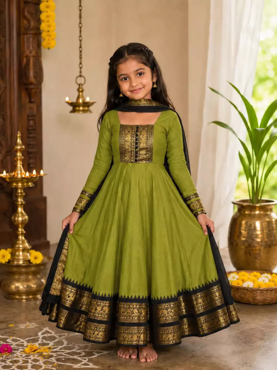 Festive Cotton Blend Anarkali Set